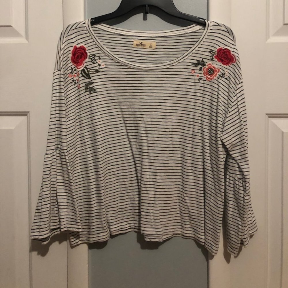 Hollister Long Sleeve, Striped Blouse with Floral